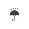 Packaging sign keep dry with umbrella and drops icon vector