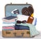 Packed vintage suitcase