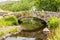 Packhorse bridge still water and refections Watendlath Tarn Lake District Cumbria England UK