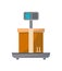 Packing box on scales vector icon