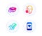 Packing boxes, Face protection and Credit card icons set. Love chat sign. Vector
