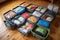 packing cubes organized with various items