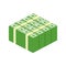 Packing icon of green banknotes. Vector illustration eps 10