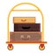 Packing luggage trolley icon cartoon vector. Travel suitcase