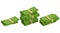 Packing money banknotes. Set of green dollar in various bundles. Vector illustration