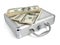 Packs of dollars money on the silver suitcase