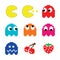 Pacman and ghosts 80\'s computer game icons set