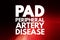 PAD - Peripheral Artery Disease acronym, health concept background