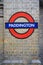 Paddington London Uk United Kingdom Sign platform, underground, subway