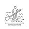 Paddle board surfing linear icon