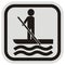 Paddle board, vector icon, black silhouette of man with paddle