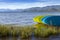 Paddle boards on shores of Lake Tahoe, California