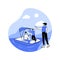 Paddle boat rental isolated cartoon vector illustrations.