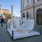 `Paddle Boat`, a scale model of a creation by Leonardo da Vinci located in an exhibit in Porto, Portugal.