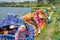 Paddle boats, Yahuarcocha lake, Ecuador.