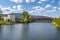 Paddleboarder on Sand Creek off of Lake Pend Oreille in downtown Sandpoint, Idaho.