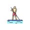 Paddleboarding line icon. Isolated vector element.