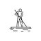 Paddleboarding line icon. Isolated vector element.