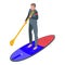 Paddler on board icon, isometric style