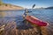 Paddling river kayak on lake