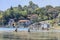 Paddling traditional boats on lake, Santiago Atitlan, Lake Atitlan, Guatemala