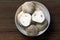 Paddy straw mushroom on wooden background.