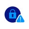 Padlock account security with exclamation sign.