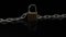 a padlock is attached to a chain on a black background