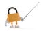Padlock character with pointing stick
