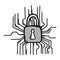 Padlock circuit doodle vector icon. Drawing sketch illustration hand drawn line eps10