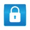 Padlock close icon shiny blue square button