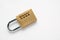 Padlock with code 1234 on white background. Security, privacy, password and social media concept