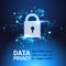 Padlock data protection privacy concept. GDPR. Cyber security network background. shielding personal information