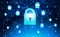 Padlock data protection privacy concept. GDPR. Cyber security network background. shielding personal information