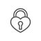 Padlock in form of heart with keyhole - line icon with editable stroke.