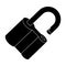 Padlock hacked. The challenge for the Pathfinder to solve the crime.Detective single icon in blake style vector symbol