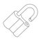 Padlock hacked. The challenge for the Pathfinder to solve the crime.Detective single icon in outline style vector symbol