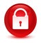 Padlock icon glassy red round button