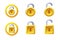 Padlock icon with square and round shape. Vector GUI Golden Level Lock.