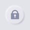 Padlock Icon, White Neumorphism soft UI Design.