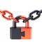 Padlock lock puzzle closed with chain security concept