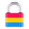 Padlock with pansexual flag, 3D rendering