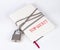 A padlock protects the book in a concept on protect the top secret information