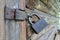 Padlock on a shed door