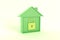 Padlock Smart House Icon Illustration green, perspective view