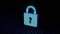 A padlock symbolizes the encryption of quantum communication. 3d