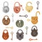 Padlock vector lock for safety and security protection with keys locked secure mechanism to interlock or lockout keyed