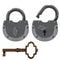 Padlock. Vector oldstyle heavy lock design