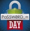Padlock with Visible Code inside Input and Ribbon promoting Password Day, Vector Illustration