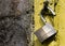 Padlock with yellow background